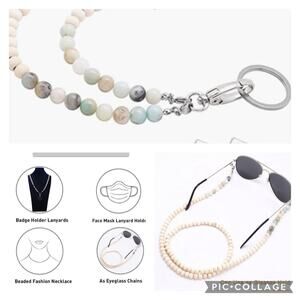 Wooden Bead Badge Lanyard - Mask Chain Lanyard Wooden Beads